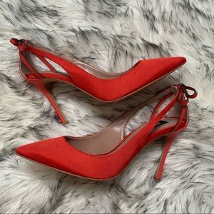 Zac Posen Veronique Pointed Toe Pumps Heels In Poppy Fabric Sz 6 (fit like 6.5)